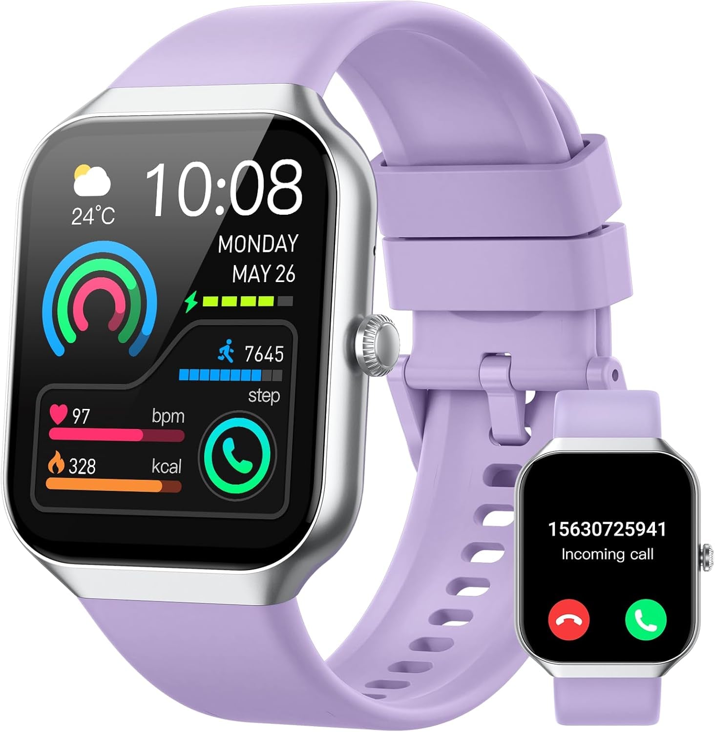 Smart Watch for Women (Answer/Make Call), 1.96" HD Smartwatch with Heart Rate/Sleep Monitor/Pedometer/Calories, 113+ Sports Fitness Watch, IP68 Waterproof Activity Tracker for Android Ios-Purple